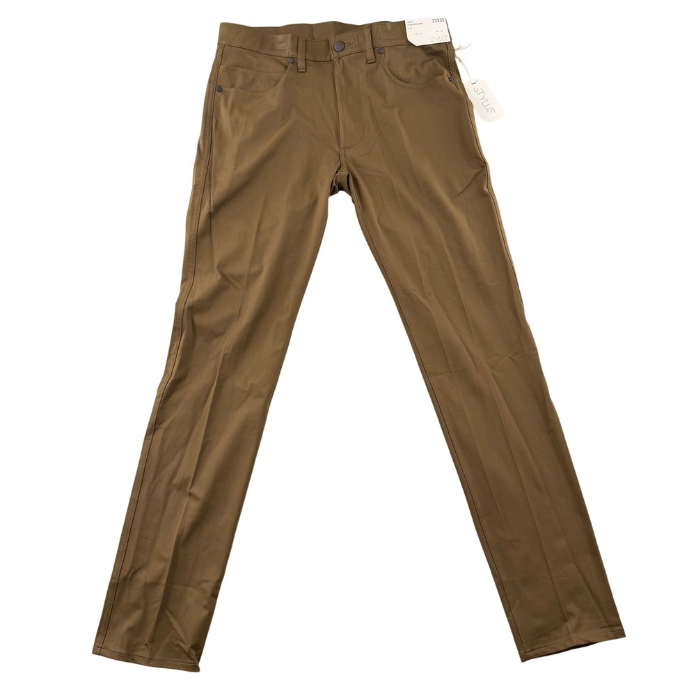 Stylus Mens Slim Fit 5-Pocket Stretch Pants Military Olive Green 32x32 NWT